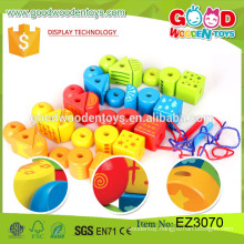 2016 hot sale educational cube toys wooden colorful diy bead toy